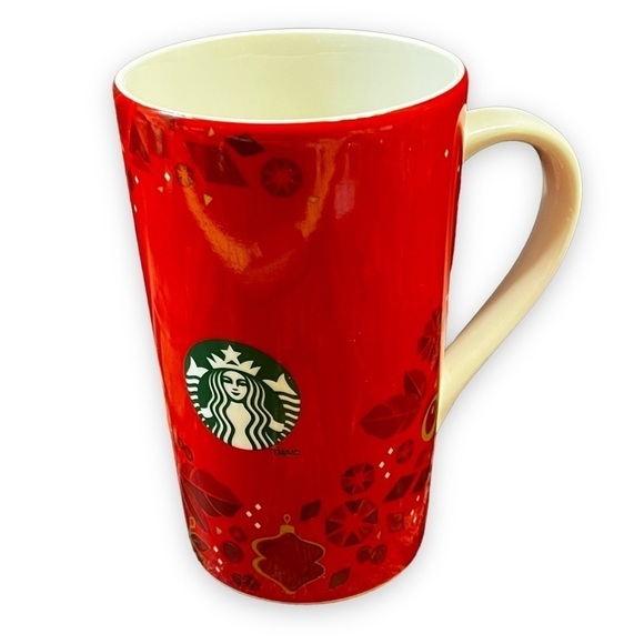 2013 Starbucks Christmas Tall 16oz Coffee Mug Ceramic Handle Red Holiday Design - Picture 1 of 9